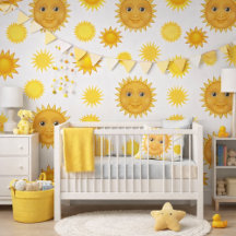 Happy Sun Face Bright Retro Sunshine Pattern