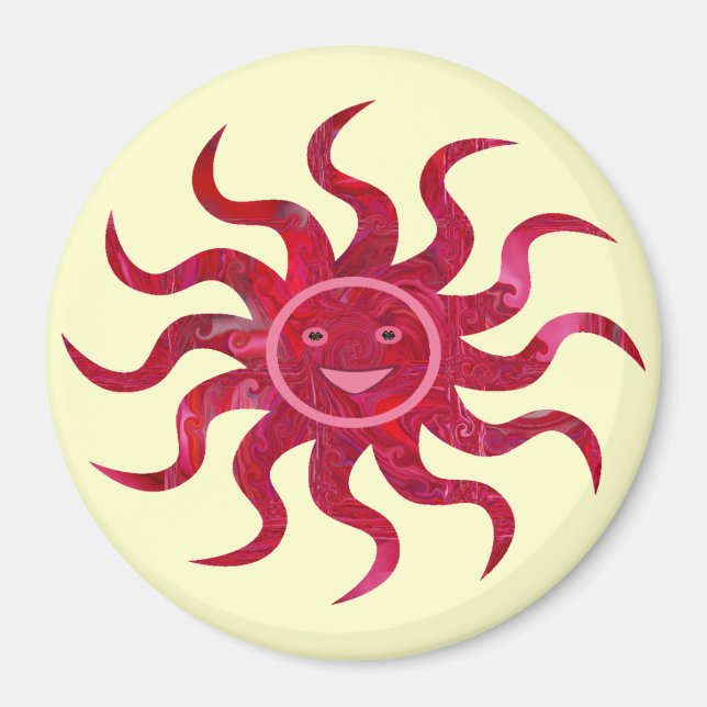 Happy Sun Face Design Magnet (Vorne)