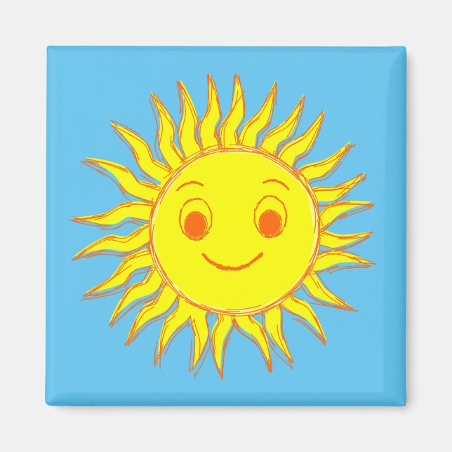 Happy Sun Face Zeichnend Magnet (Vorne)