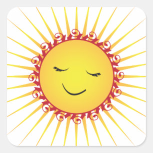 Happy Sun -fun- Quadratischer Aufkleber