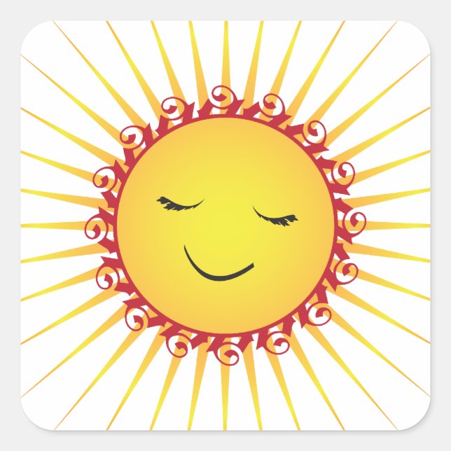 Happy Sun -fun- Quadratischer Aufkleber (Vorderseite)