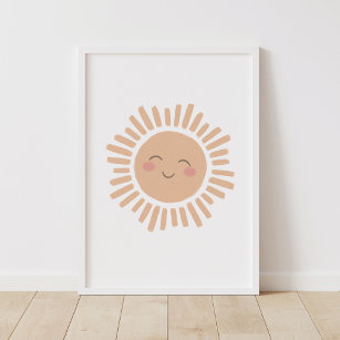 Happy Sun Neutral Kinderzimmer Decor Poster