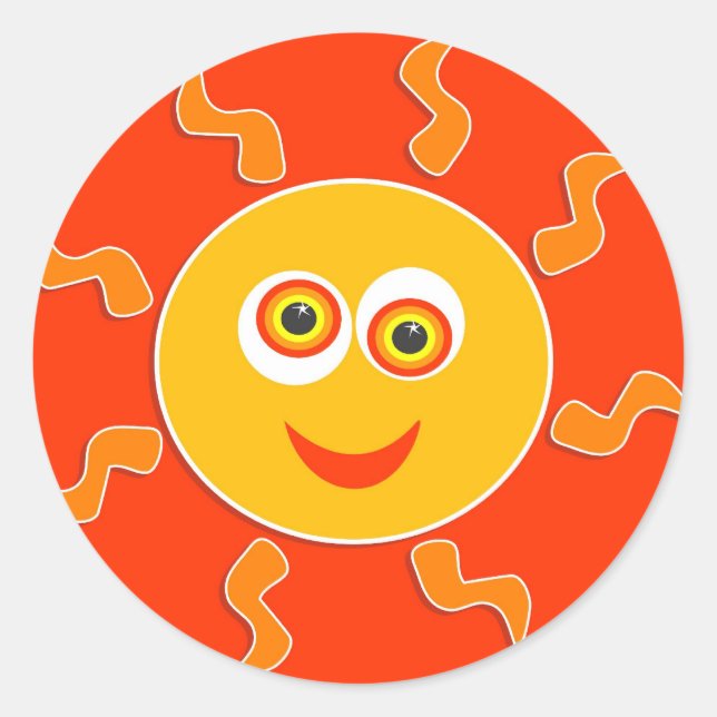Happy Sun Runder Aufkleber (Vorderseite)