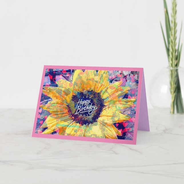 Happy Sunflower Geburtstagskarte Karte (Vorderseite)