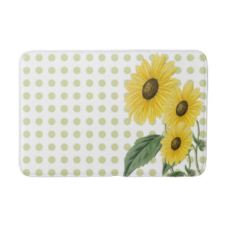 Happy Sunflowers Light Green Punkte on White Badematte