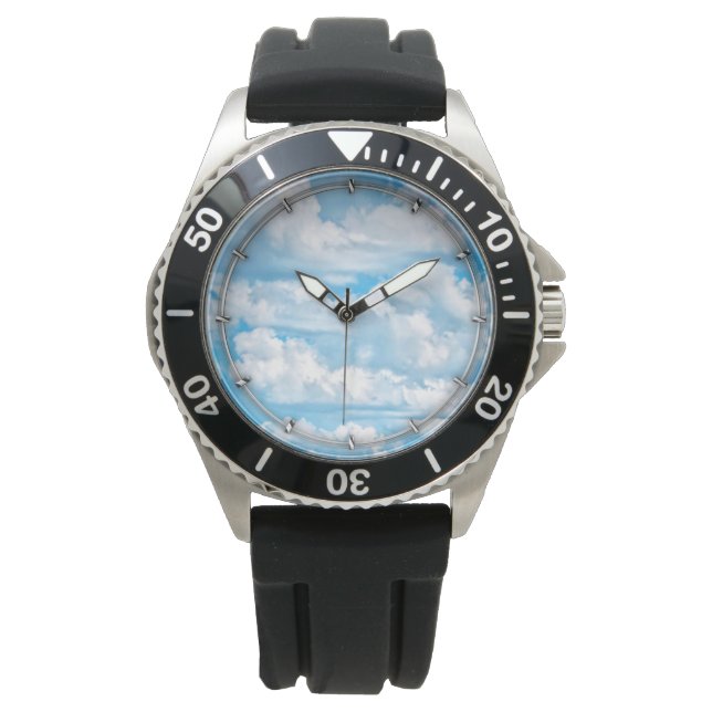 Happy Sunny Clouds Background Scenery Armbanduhr (Vorderseite)