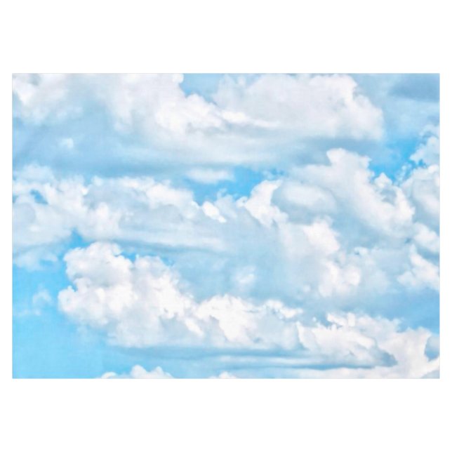 Happy Sunny Clouds Blauer Hintergrund Tischdecke (Vorderseite (Horizontal))
