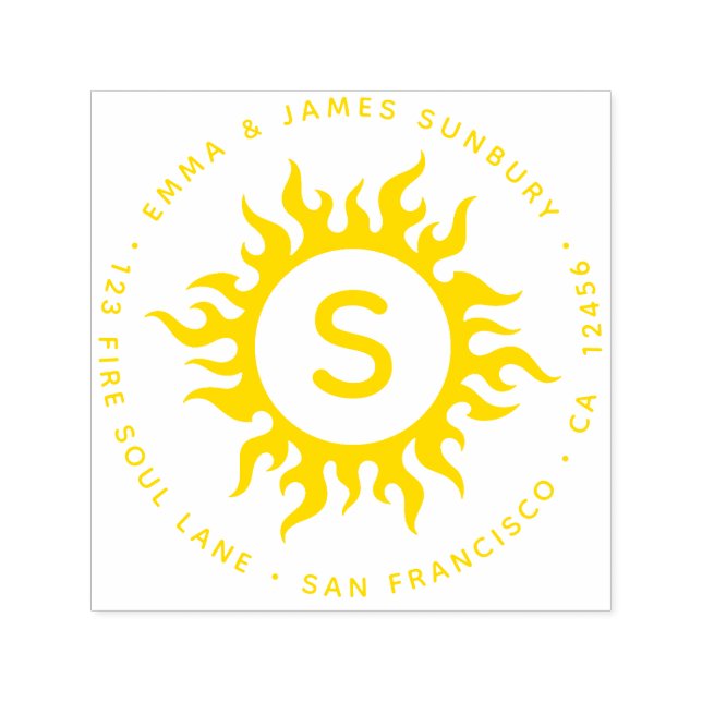 Happy Sunny Sun Circle Monogram - Rücksendeadresse Permastempel (Design)
