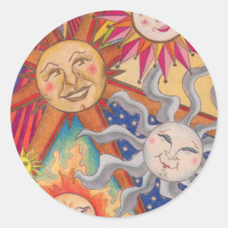 Happy Suns Runder Aufkleber