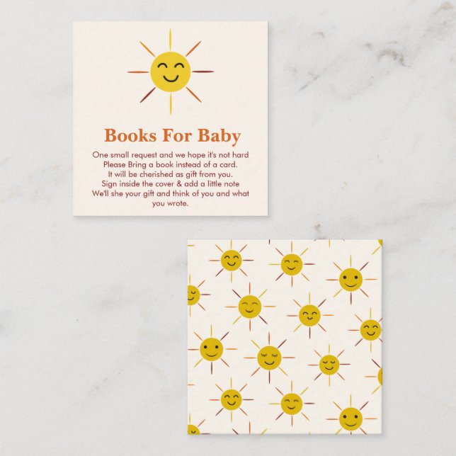 Happy Sunshine Books for Baby Shower Begleitkarte (Vorne/Hinten)
