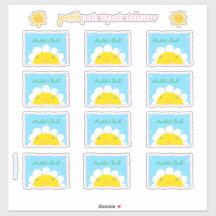 Happy Sunshine Buchzeichen zum Personalisieren Aufkleber