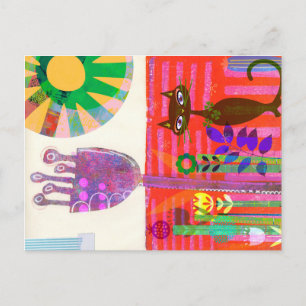 Happy Sunshine Cat Garden Party Postkarte