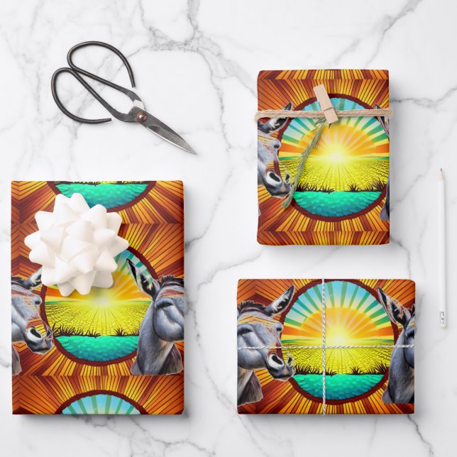 Happy Sunshine Donkey Geschenkpapier Set (Vorderseite)
