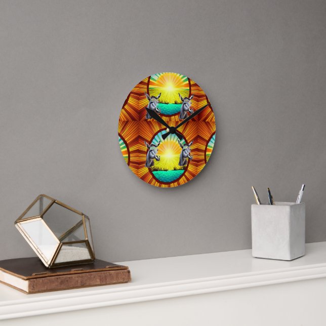 Happy Sunshine Donkey Runde Wanduhr (Büro)