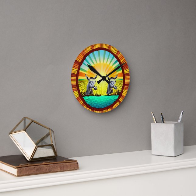Happy Sunshine Donkey Runde Wanduhr (Büro)