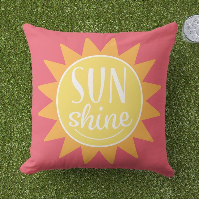 Happy Sunshine Pink und Gelb Kissen (Gras)