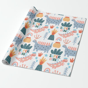 Happy Super Dino Geschenkpapier