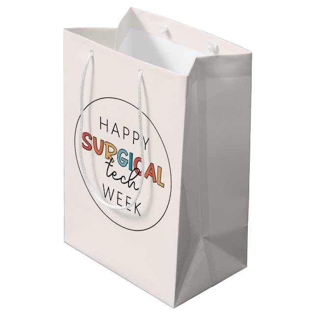 Happy Surgical Tech Week Mittlere Geschenktüte (Rückseite Schrägansicht)