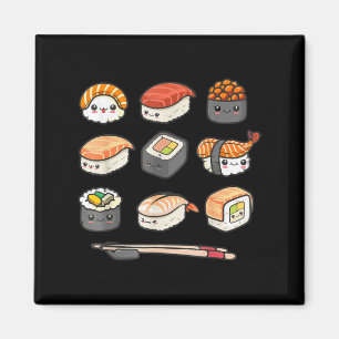 Happy Sushi Anime Kawaii Set Japanisch Food Lover Magnet