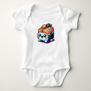 Happy Sushi Roll - Niedliche Pixel Art japanisches Baby Strampler