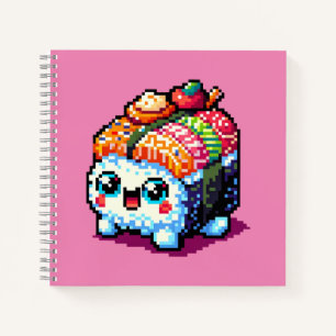 Happy Sushi Roll - Niedliche Pixel Art japanisches Notizbuch