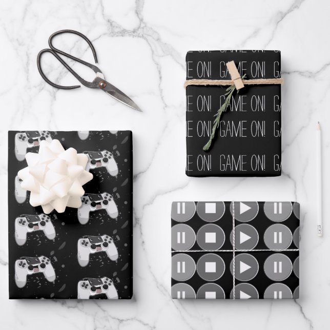 Happy & Sweaty Video Game Controller Geschenkpapier Set (Vorderseite)