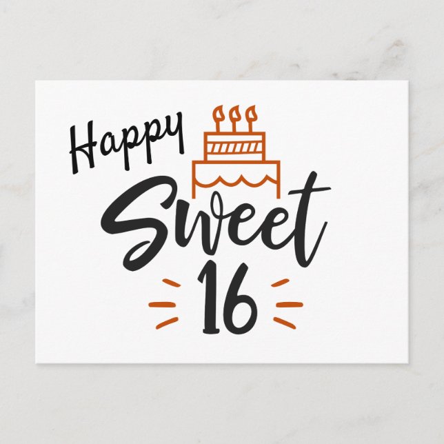 Happy Sweet 16 Geburtstag Postkarte (Vorderseite)