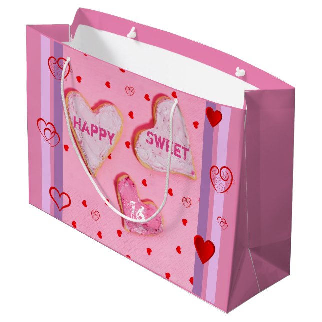 Happy Sweet 16 Geschenktasche Große Geschenktüte (Rückseite Schrägansicht)