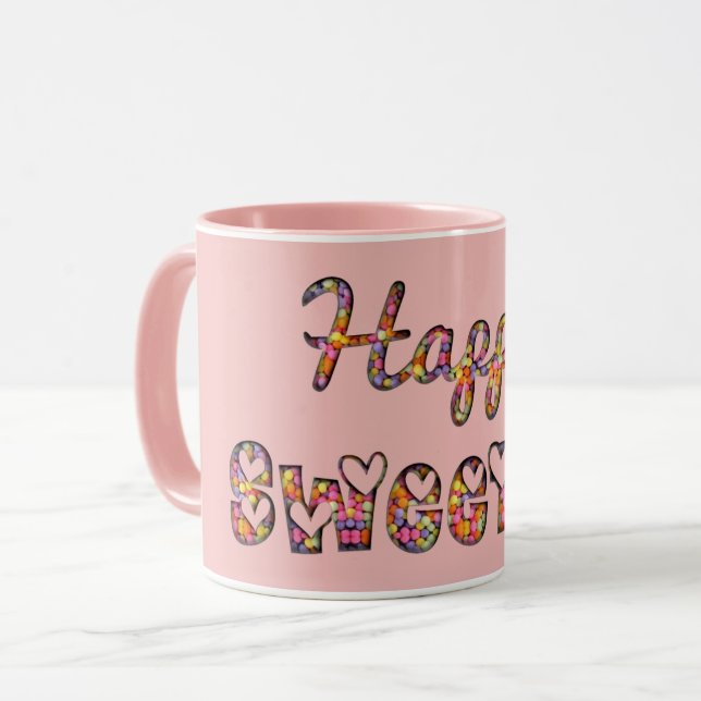Happy Sweet 16 Niedlich Funny Candy Typografie Tasse (Vorderseite Links)