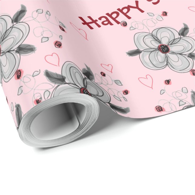 Happy Sweet 16 Pink Gift Wrap Geschenkpapier (Rolleneckpunkt)