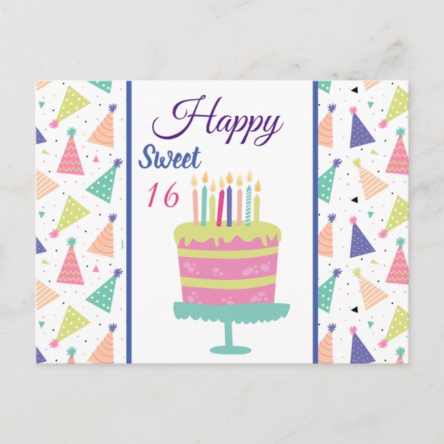 Happy Sweet 16 Postkarte (Vorderseite)