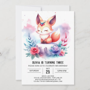 Happy Sweet Fox Geburtstag digital Einladung