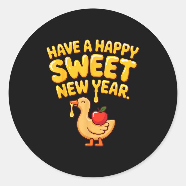 Happy Sweet New Year Goose Cookie Rosh Hashanah  Runder Aufkleber (Vorderseite)