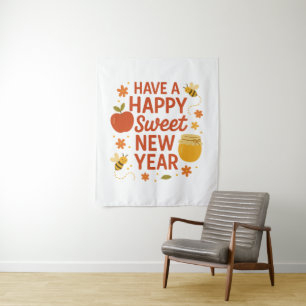 Happy Sweet New Year Wandteppich
