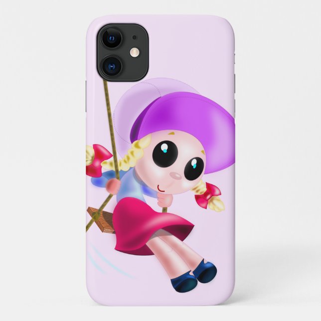 Happy Swinging Girl iPhone Case (Rückseite)