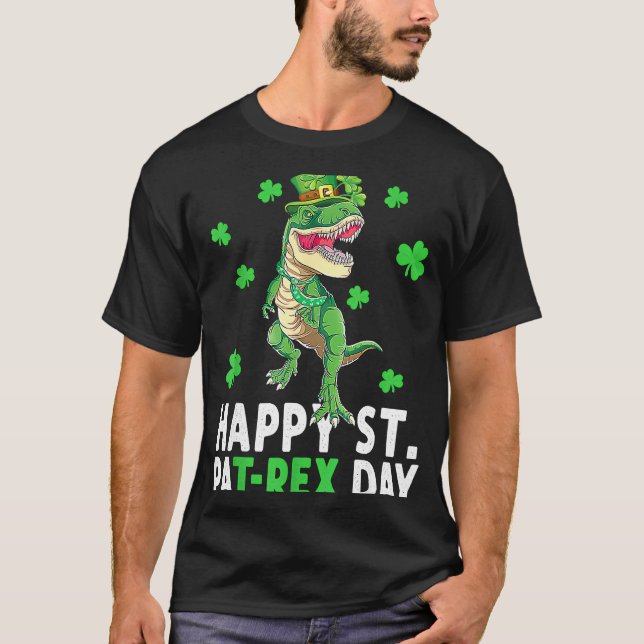 Happy T Rex Dinosaur Saint Patrick's Day For Boys  T-Shirt (Vorderseite)