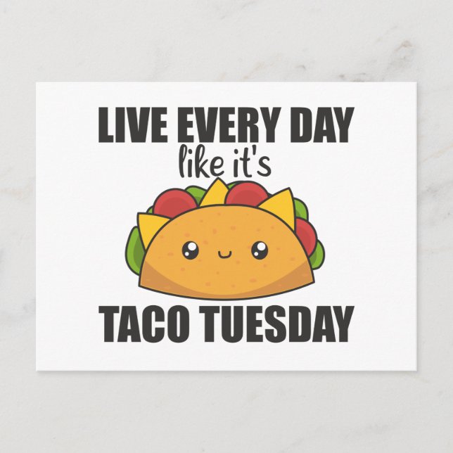 Happy Taco Dienstag - Mexican Food Postcard Postkarte (Vorderseite)