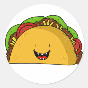 Happy Taco lächelnder Cartoon niedlich Runder Aufkleber