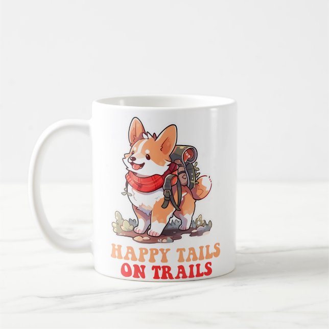 Happy Tails On Trails Funny Dog Trailing Camping L Kaffeetasse (Links)