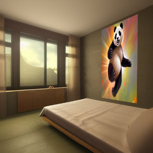 Happy Tancing Panda AI Art Poster