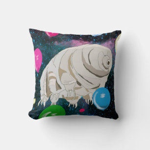 Happy Tardigrade, der durch Raum und Ballons schwe Kissen