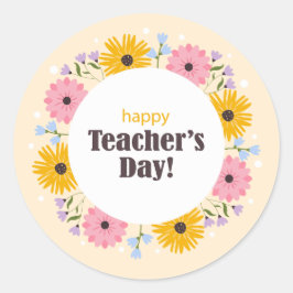 Happy Teacher's Day Wild Flowers Runder Aufkleber
