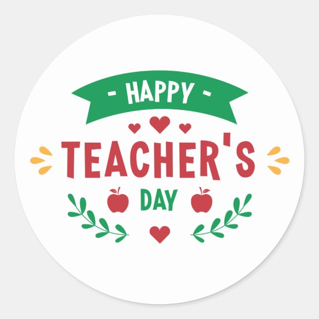 Happy Teacher's Day Word Art Runder Aufkleber (Vorderseite)
