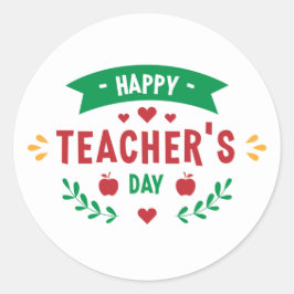 Happy Teacher's Day Word Art Runder Aufkleber