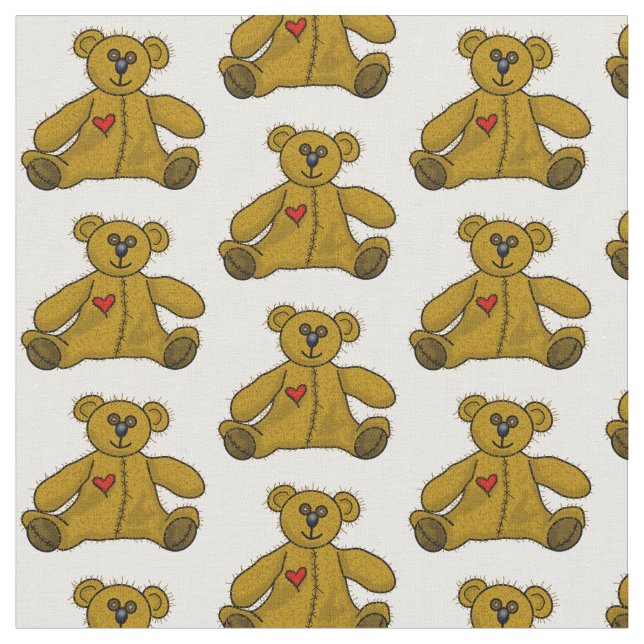 Happy Teddy Bear Fabric Stoff (Nahaufnahme)
