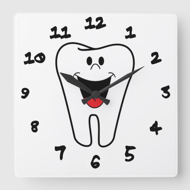 Happy teeth customizable for your Dental practice Quadratische Wanduhr (Vorderseite)