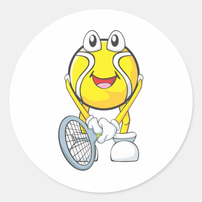 Happy Tennis Ball Runder Aufkleber (Vorderseite)