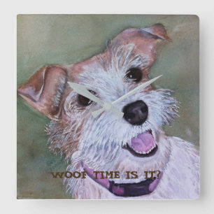 HAPPY TERRIER MIX   SCHLIESSEN QUADRATISCHE WANDUHR