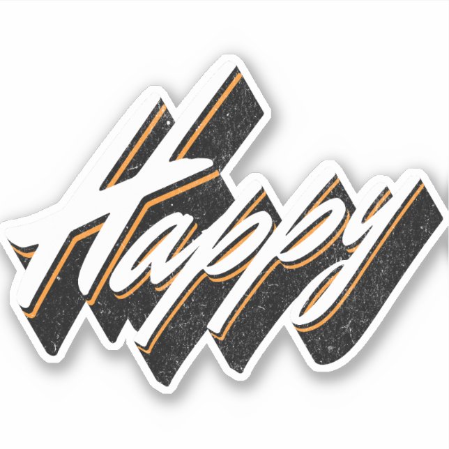 Happy Text Design Aufkleber (Vorderseite)