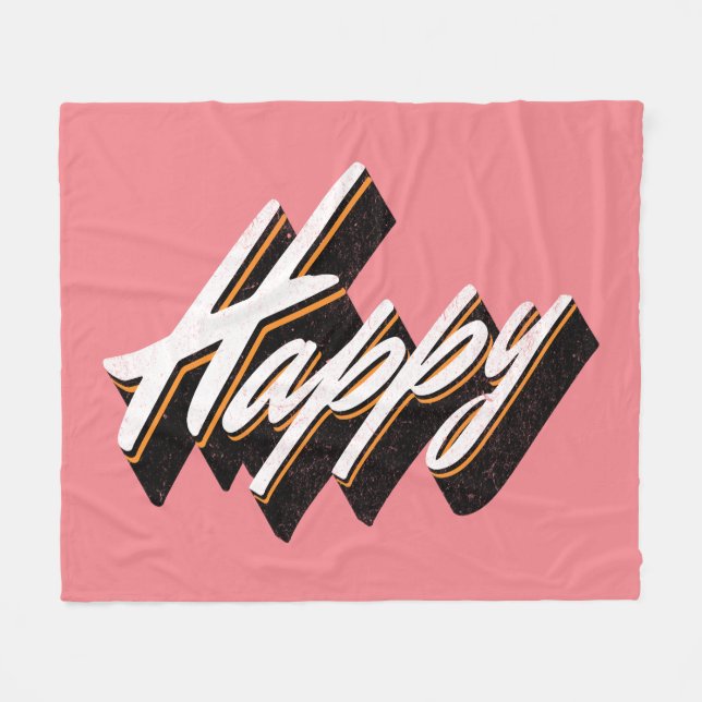 Happy Text Design Fleecedecke (Vorderseite (Horizontal))